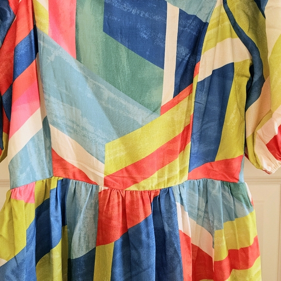 NWOT Puff Sleeve Midi Dress Flying Tomato - Picture 4 of 4